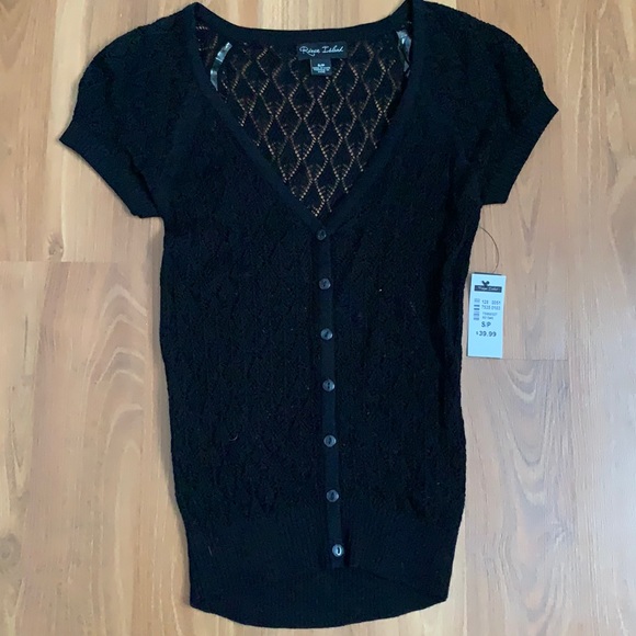 Black short sleeve cardigan, size S - Picture 1 of 2